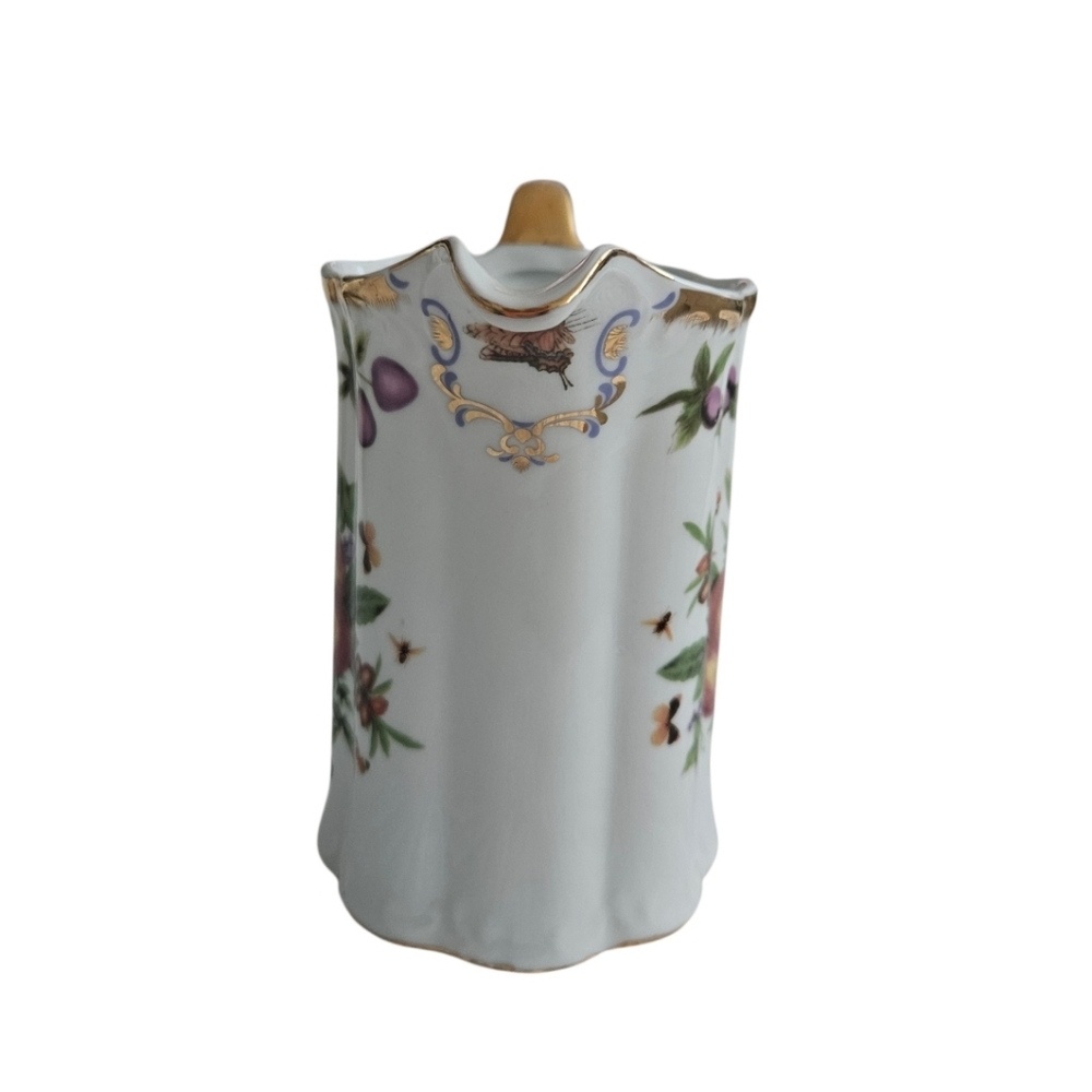 Vintage I.Godinger & Co Yorkshier Porcelain Pitcher with Fruits Gold Accents - Picture 4 of 6